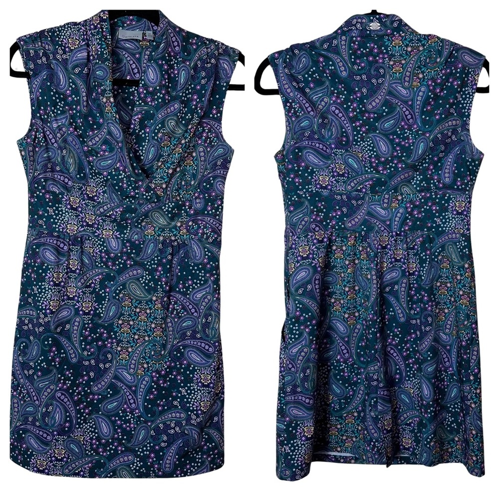 Athleta Dahlia Paisley Floral Sleeveless Athletic Athleisure Mini Dress 2 Petite